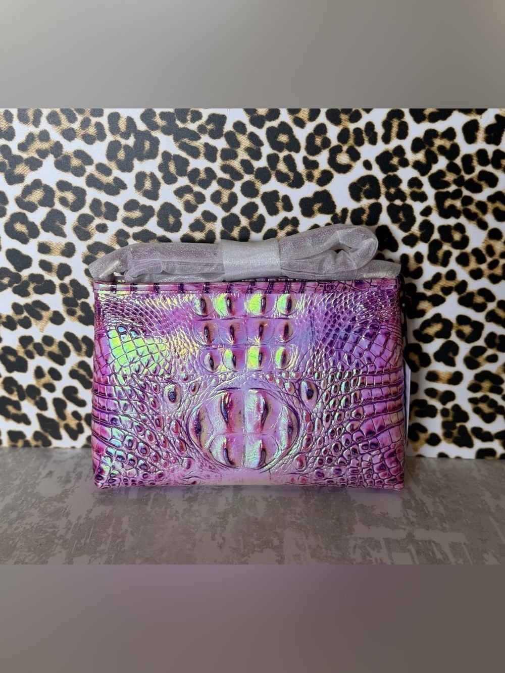 BRAHMIN PURPLE IRIS LORELEI PURPLE & PINK IRIDESCENT GLOW NWT FIRM $ HARDTOFIND